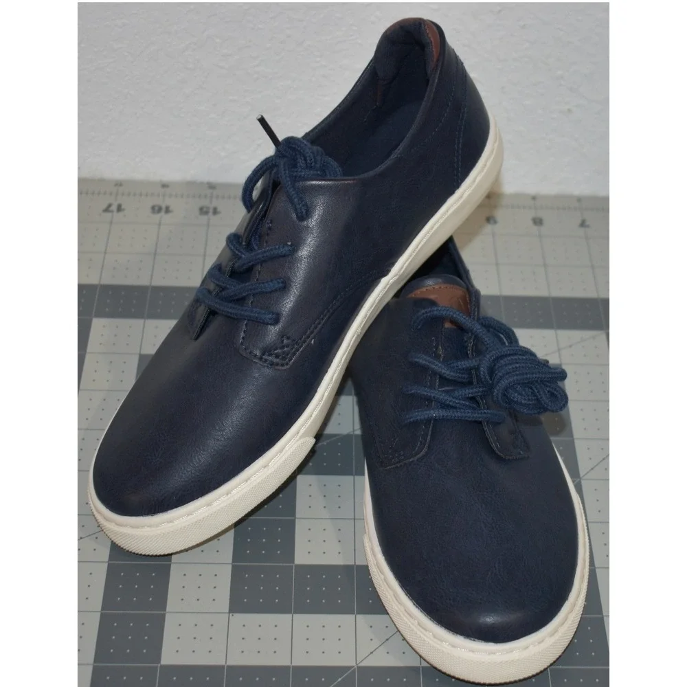 Polo Ralph Lauren Thurston Navy Blue Faux Leather Sneakers Kids 5 RF101478